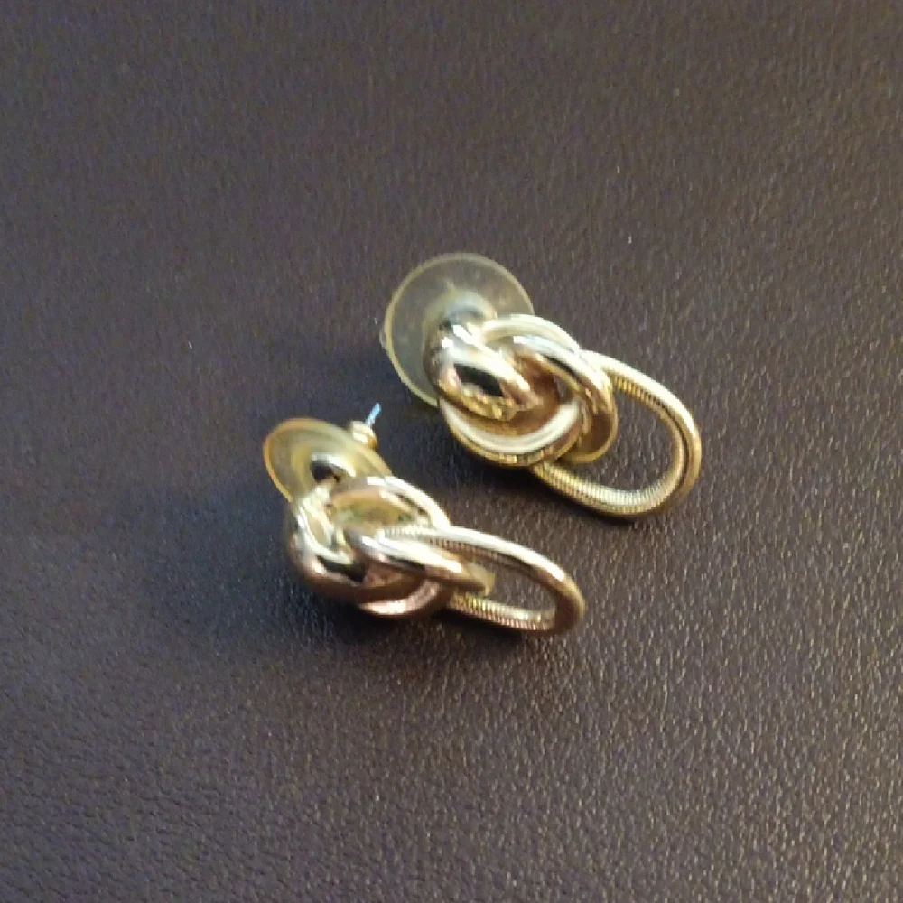 Elegant Gold and Silver Knot Earrings - Picture 1 of 4